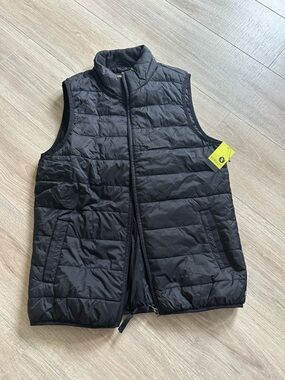 Black Quilted Zip-Front Vest size Medium